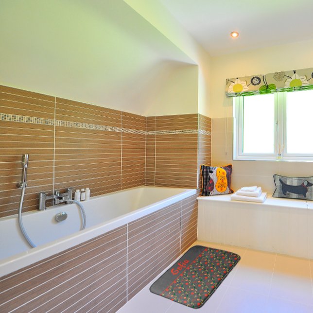 Alfombrilla De Baño Flores silvestres patrón amapola de baño gris (Subido por el creador)