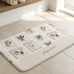 Alfombrilla De Baño Flores silvestres prensadas secas vintage Monogram