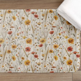 Alfombrilla De Baño Flores silvestres rusas - Patrón floral de otoño b