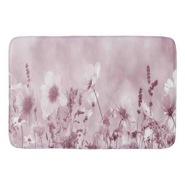 Alfombrilla De Baño Flores silvestres sombreadas de Rosa (Anverso)