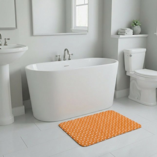 Alfombrilla De Baño Flores suaves de beige melocotón sobre fondo naran (Subido por el creador)