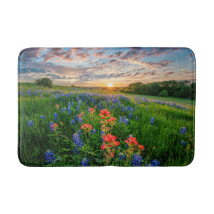 Alfombrilla De Baño Flores Texas Bluebonnets y pincel indio
