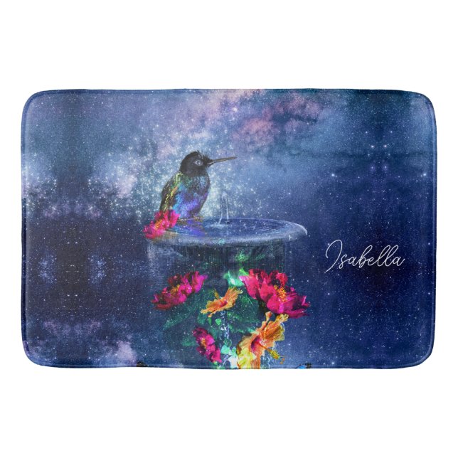 Alfombrilla De Baño Flores tropicales,colibrí personalizado (Anverso)