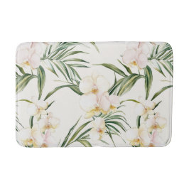 Alfombrilla De Baño Flores tropicales de orquídeas blancas