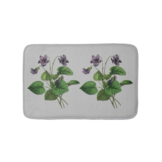Alfombrilla De Baño Flores Violetas Bonito Naturaleza Botánica Floral  (Anverso)
