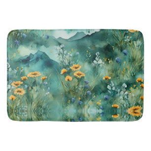 Alfombrilla De Baño Flores virales de paisaje verde suave