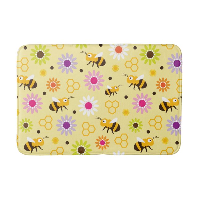 Alfombrilla De Baño Flores y abejas (Anverso)