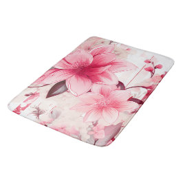 Alfombrilla De Baño Flores y capullos rosados de primavera sonrojados