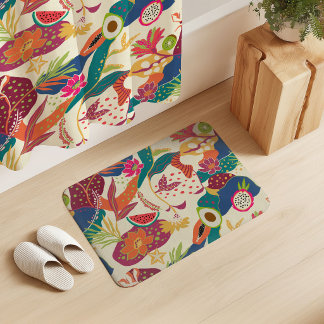 Alfombrilla De Baño Flores y Frutas de la Isla sobre Crema