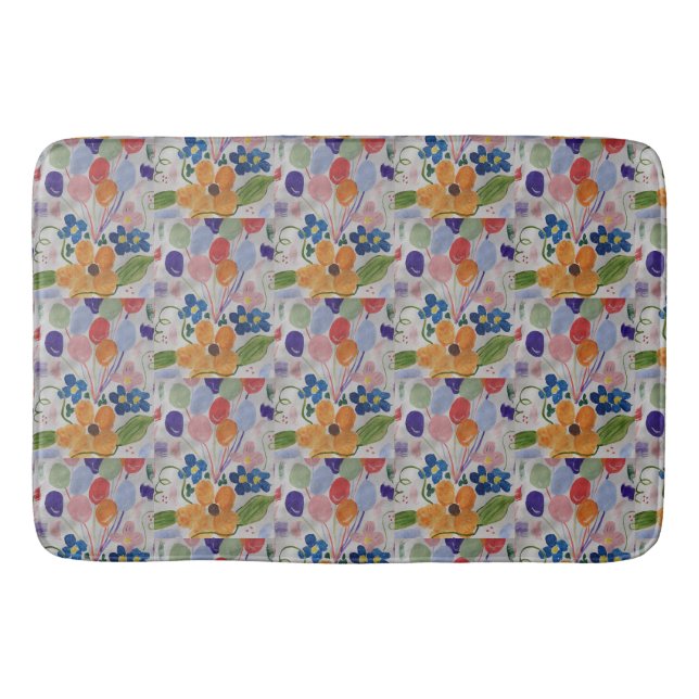Alfombrilla De Baño Flores y globos Mat de baño (Anverso)