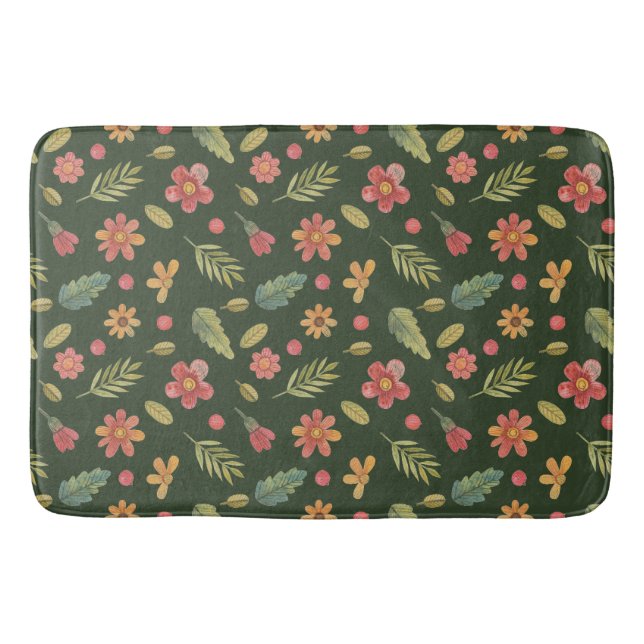 Alfombrilla De Baño Flores y hojas de bosque caprichosas (Anverso)