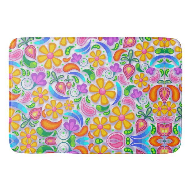 Alfombrilla De Baño Flores y Paisley (Anverso)