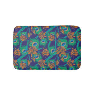 Alfombrilla De Baño Flores y plumas