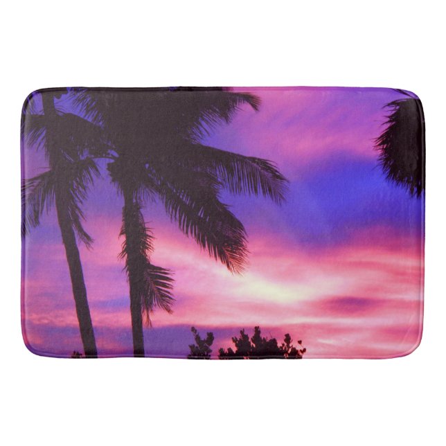 Alfombrilla De Baño Florida Palm Purple Sunset Bath Mat (Anverso)