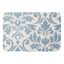 Flourish Damask Art I Blue on Cream