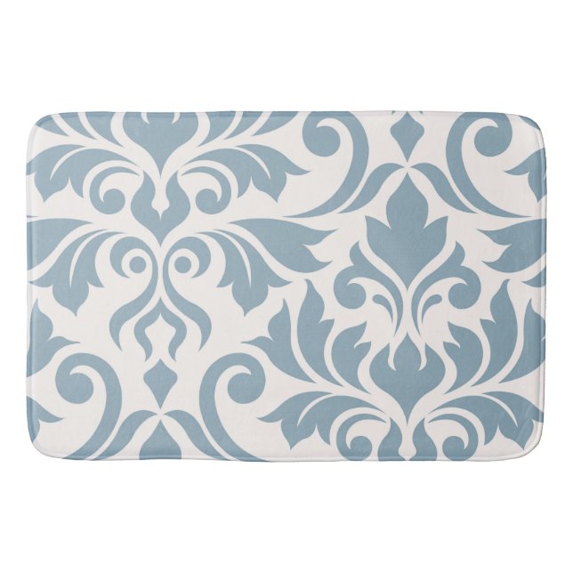 Alfombrilla De Baño Flourish Damask Art I Blue on Cream (Anverso)