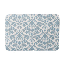 Flourish Damask Lg Pattern Blue en crema
