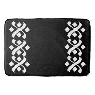 Alfombrilla De Baño Flourish Elegant Blanco y Negro