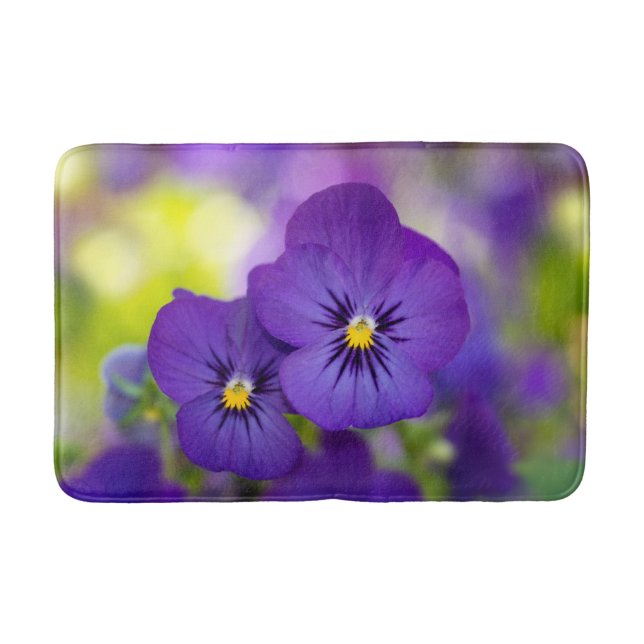 Alfombrilla De Baño Flowers | Purple Pansies (Anverso)