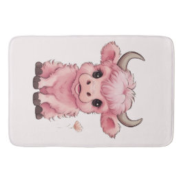 Alfombrilla De Baño Fluffy Pink Highlands Scottish Cow