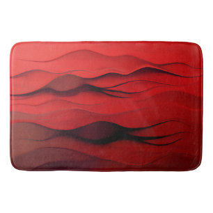 Alfombrilla De Baño Flujo Carmesí – Ondas Rojas Abstractas de Movimien