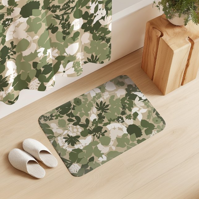 Alfombrilla De Baño Foliage Sage Olive Green Beige White (Subido por el creador)