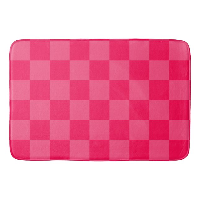 Alfombrilla De Baño Fondo a cuadros rosa (Anverso)