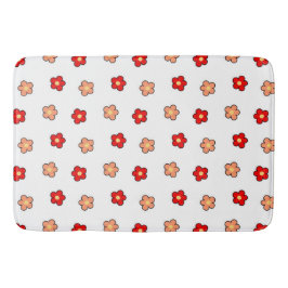 Alfombrilla De Baño Fondo blanco del patrón de flor roja rosado precoz