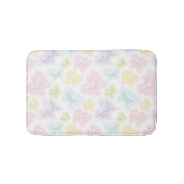 Alfombrilla De Baño Fondo con las mariposas en acuarela (Anverso)