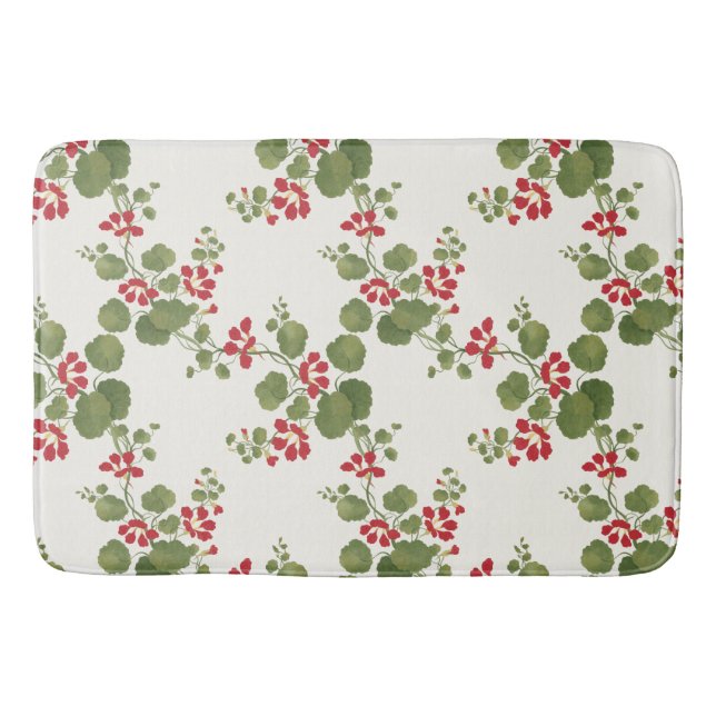 Alfombrilla De Baño Fondo de Crema de Nasturcio Rojo (Anverso)