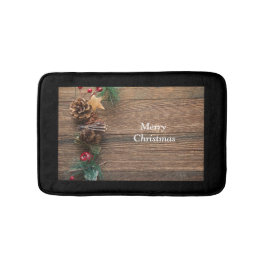 Alfombrilla De Baño fondo de madera con conos de pino