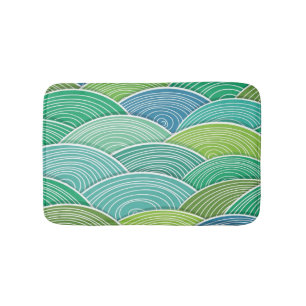 Alfombrilla De Baño Fondo de ondas verdes abstractas encrespadas