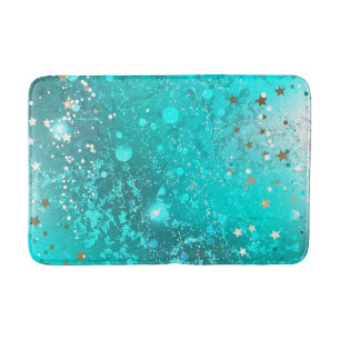 Alfombrilla De Baño Fondo de Relieve metalizado turquesa de mimbre