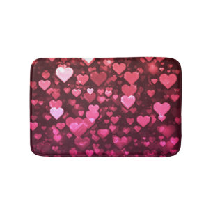 Alfombrilla De Baño Fondo Digital de Corazones Bokeh Rosados Papel Pin
