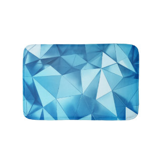 Alfombrilla De Baño Fondo geométrico tridimensional, azul metalizado
