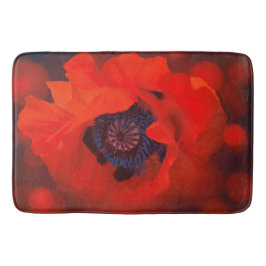 Alfombrilla De Baño Fondo oscuro de la amapola roja y efecto bokeh