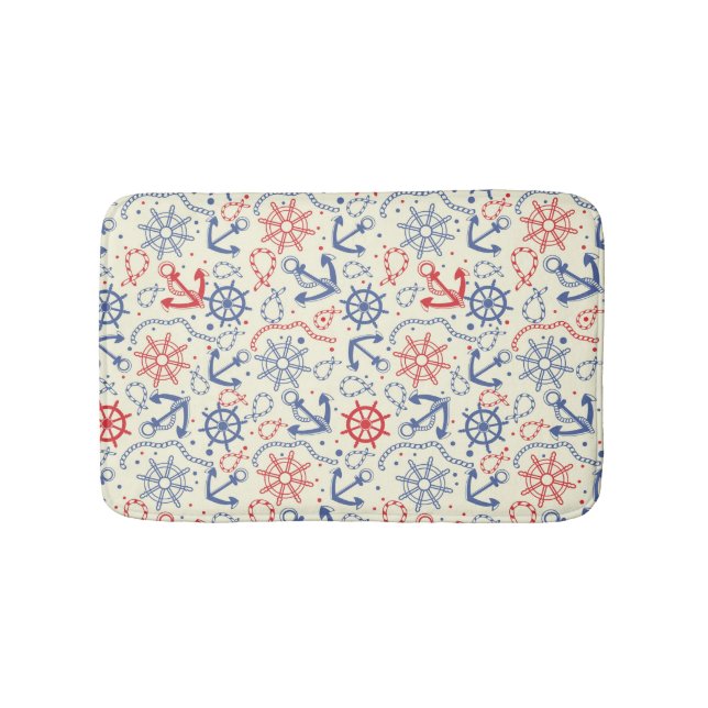 Alfombrilla De Baño Fondo rojo y marino con ancla (Anverso)