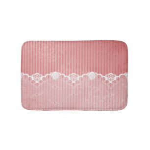 Alfombrilla De Baño Fondo rosado y blanco con el cordón negro