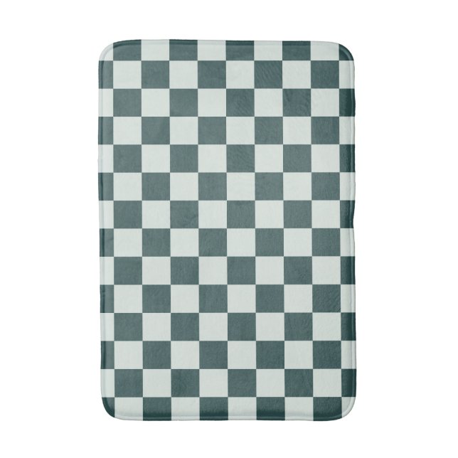 Alfombrilla De Baño Forest green moss checkerboard pattern (Frente vertical)