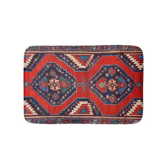 Alfombrilla De Baño Forma kazaja Azul rojo oscuro  (Anverso)
