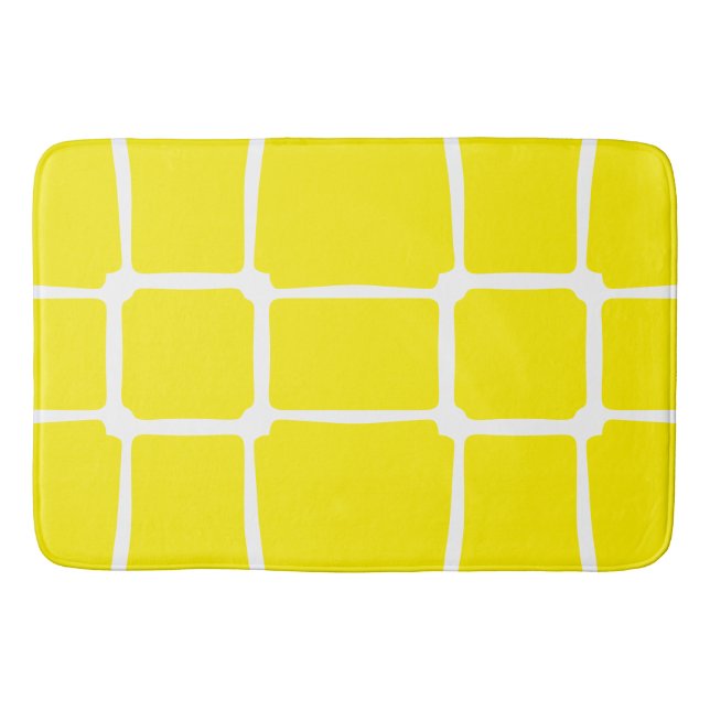Alfombrilla De Baño Formas amarillas cuadradas negrita asimétrica (Anverso)