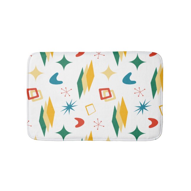 Alfombrilla De Baño Formas Modernas De Mediano Siglo Atómico Retro (Anverso)