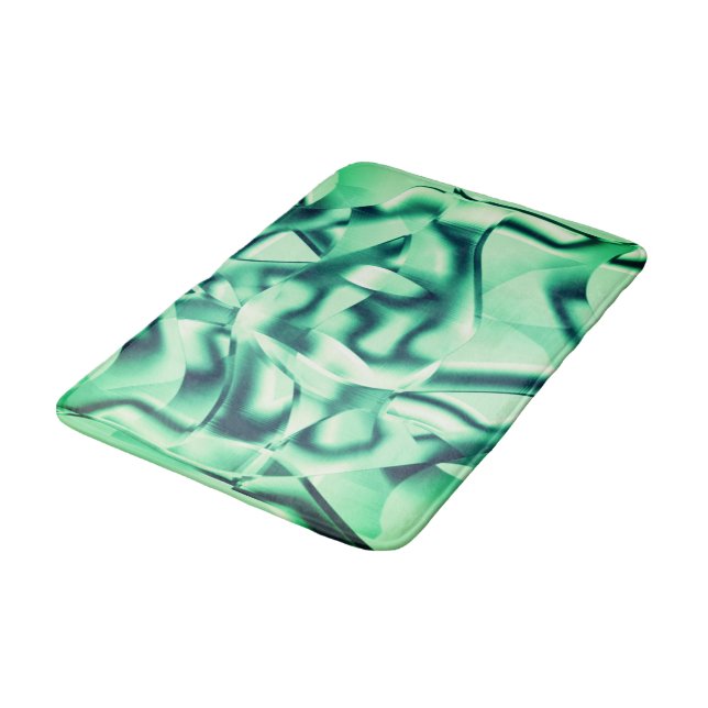 Alfombrilla De Baño Formas verdes curvadas de tonos acrílicos y de men (Angular)