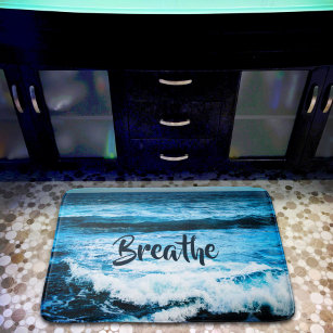Alfombrilla De Baño Foto de "Breathe" Hawaii de ondas turquesas en el 