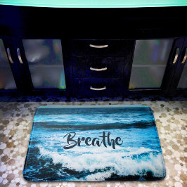 Alfombrilla De Baño Foto de "Breathe" Hawaii de ondas turquesas en el