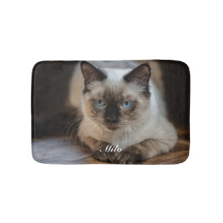 Alfombrilla De Baño Foto de gato Ragdoll personalizada con nombre