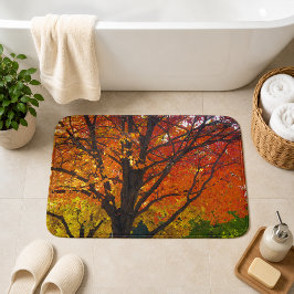 Alfombrilla De Baño Foto de hojas de otoño amarillas y naranjas