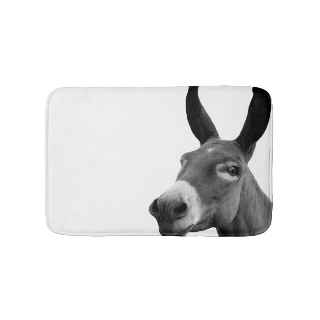 Alfombrilla De Baño Foto de un animal de burro blanco y negro (Anverso)