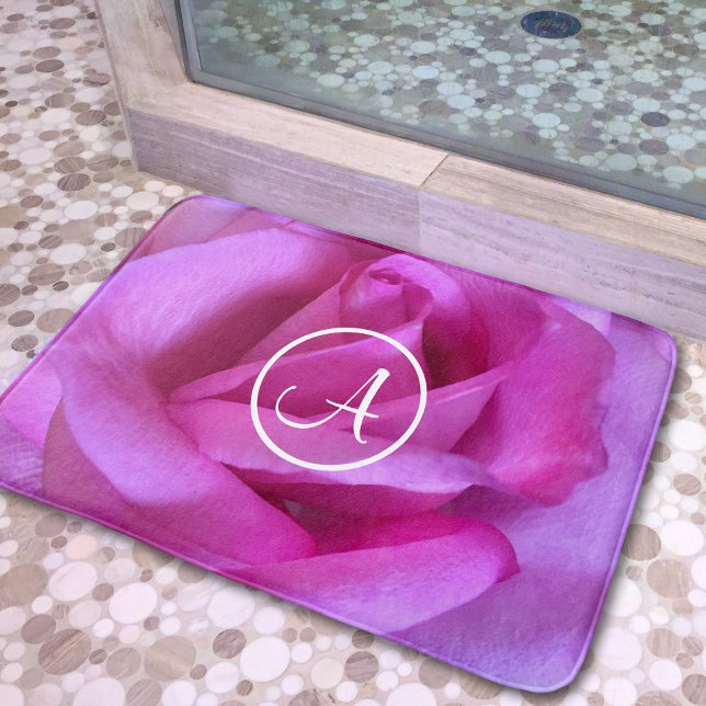 Alfombrilla De Baño Fotografía de rosa morado personalizado en negrita (Subido por el creador)