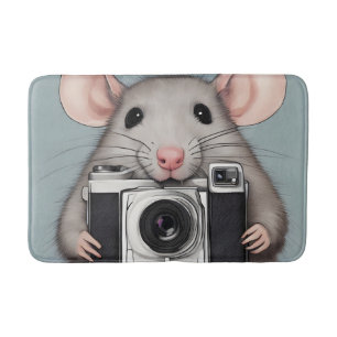 Alfombrilla De Baño Fotógrafo de Cute Rat